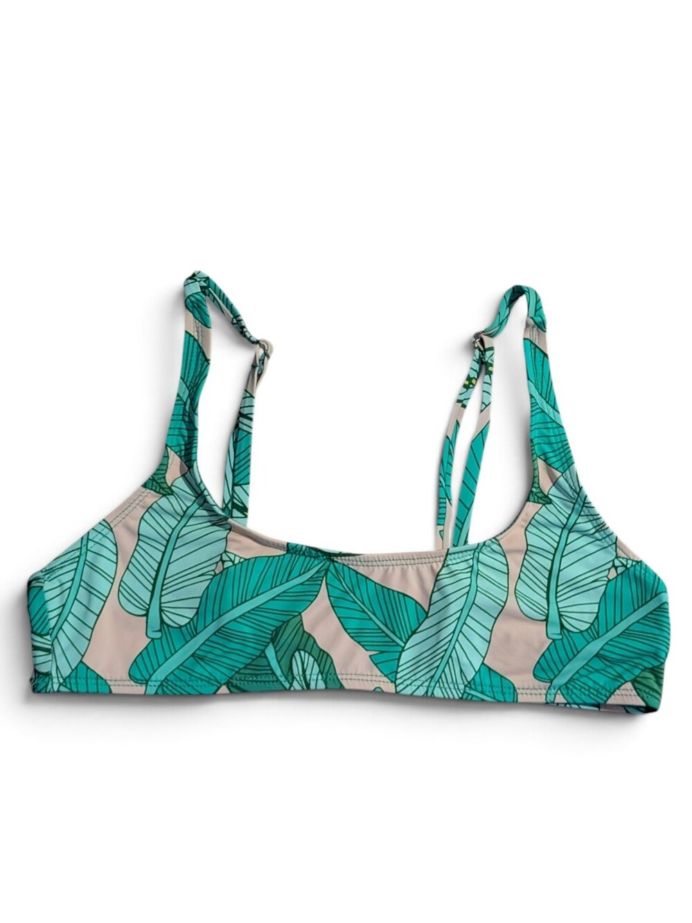 Hot Miami Styles Tropical Swim Bralette Teal Leaf Print Bikini Top